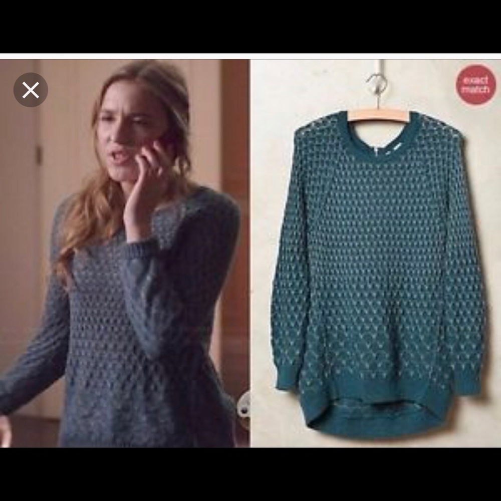 Teal moth for Anthropologie honeycomb sweater